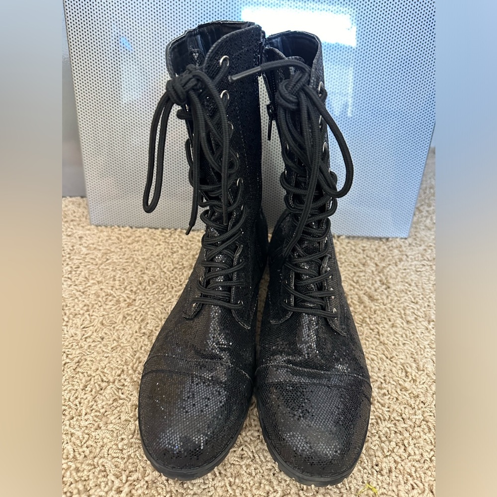 Black glitter boots